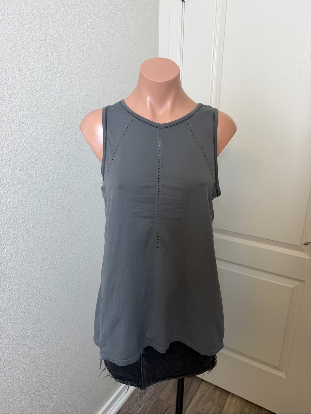 Athleta Charcoal Grey Perforated Front Tank